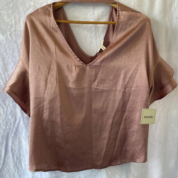 MERKI Silky Champagne Pink Blouse NEW - Picture 2 of 8